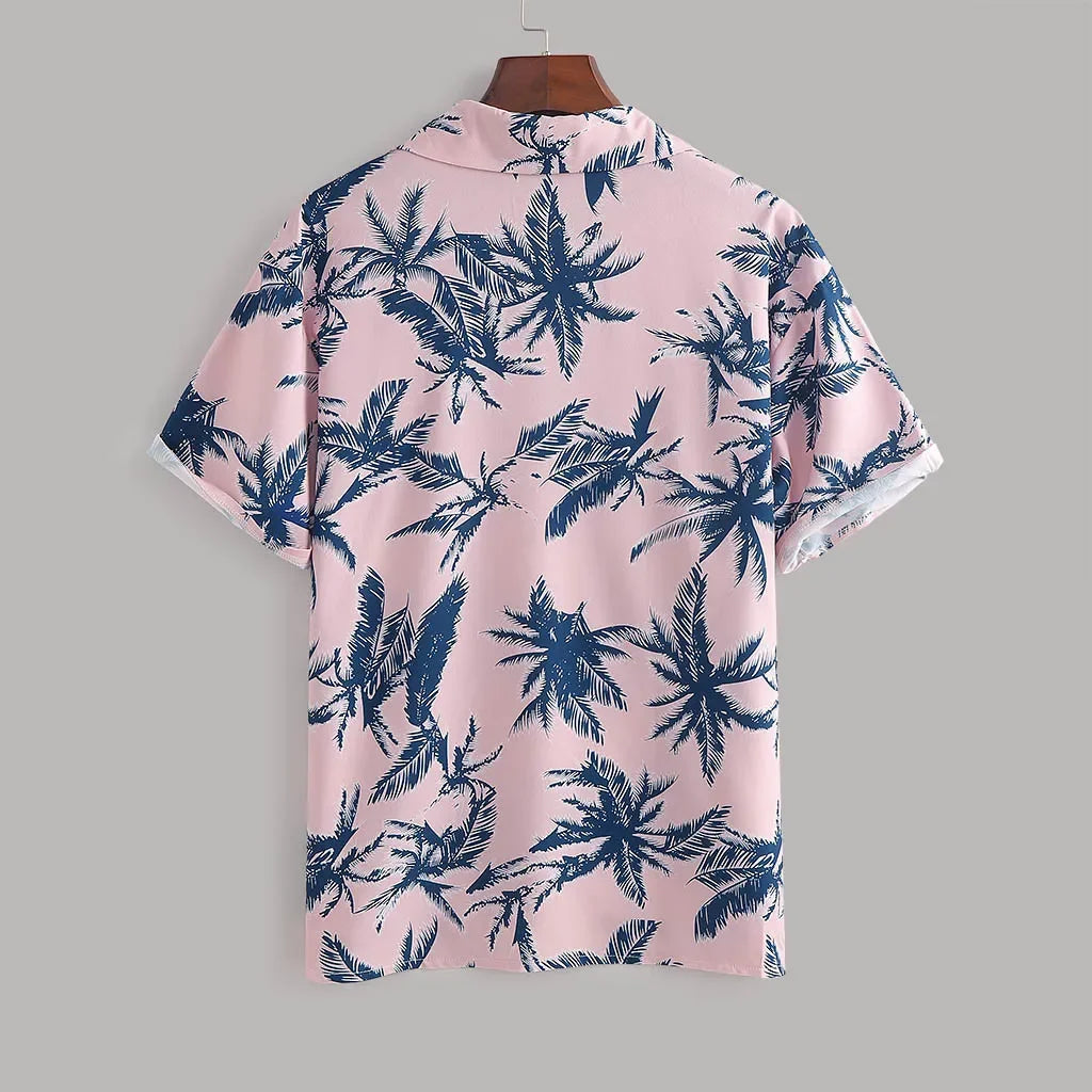 Men's Full Size Tropical Print Hawaiian Style Top and Shorts Set Plus Size - Southern Shores Clothing