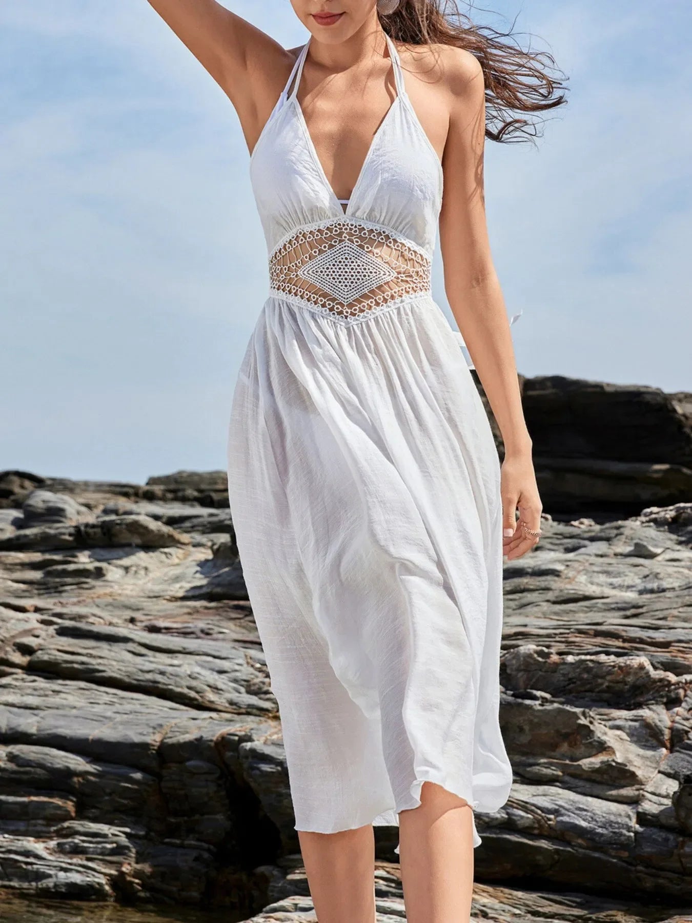 Crochet Halter Sleeveless Beach Cover Up - Southern Shores Clothing