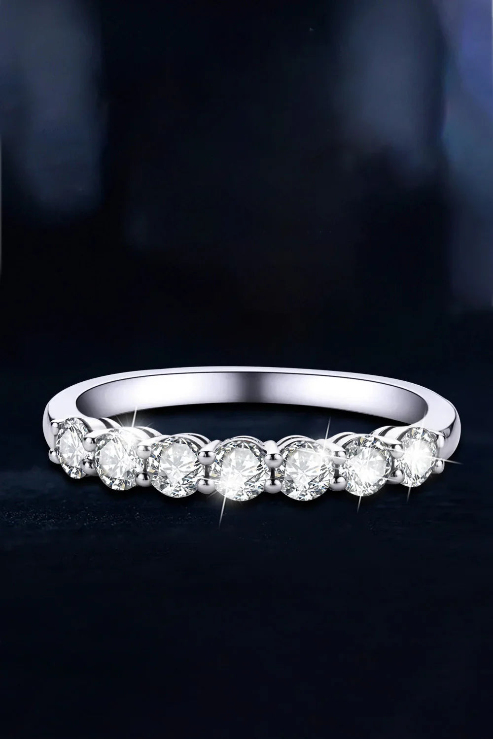 Moissanite Minimalist Ring, Platinum-Plated Silver - Southern Shores Clothing