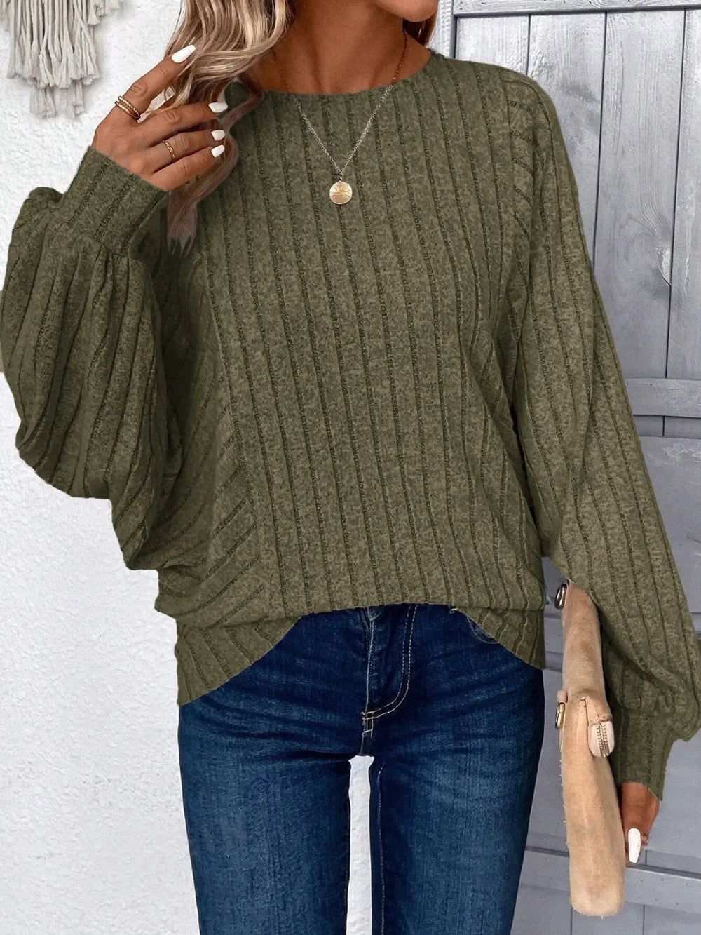 Plus Size Batwing Sleeve Round Neck T Shirt With Stretch - Southern Shores Clothing