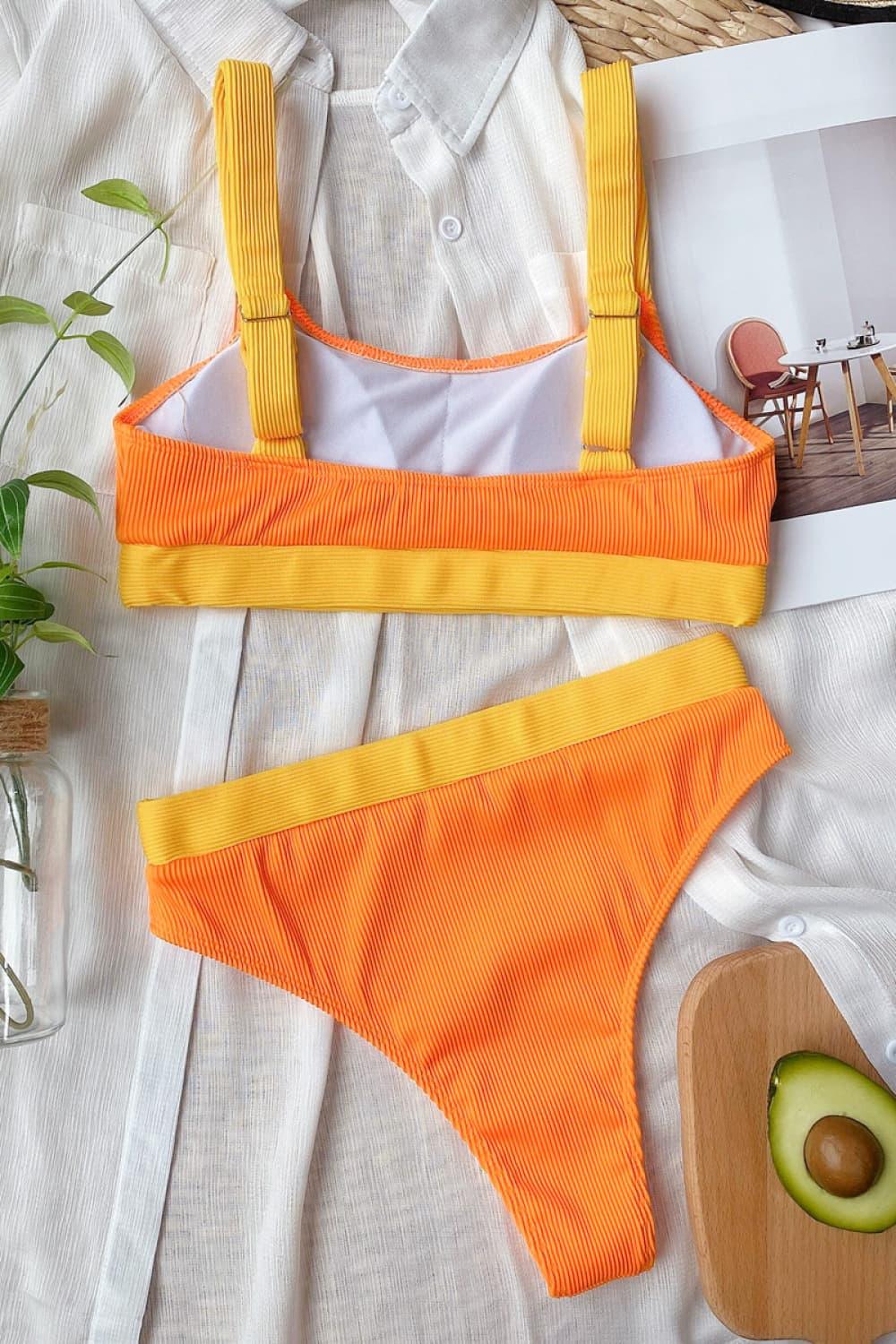 Block Scoop Neck Bikini With Stretch Fabric - Southern Shores Clothing