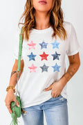 Star Round Neck Short Sleeve T Shirt Top - Southern Shores Clothing