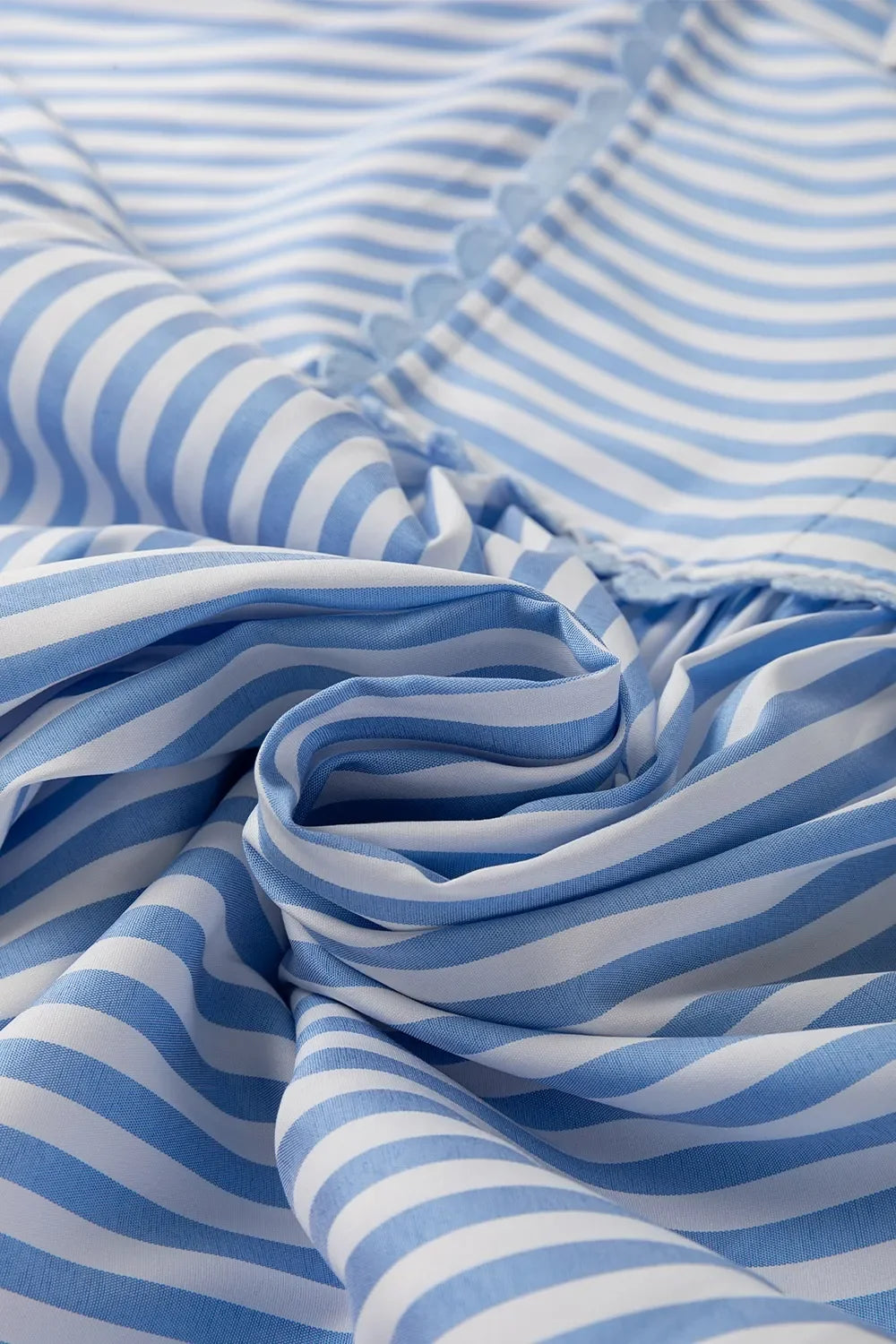 Striped Notched Three Quarter Sleeve Blouse Polyester - Southern Shores Clothing