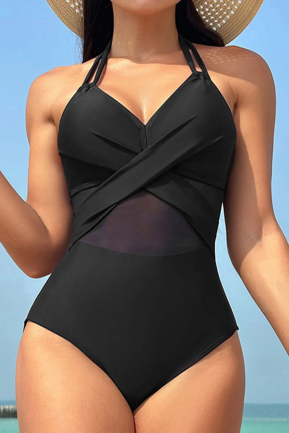 Southern Shores Crisscross Halter Stretch One-Piece Swimwear