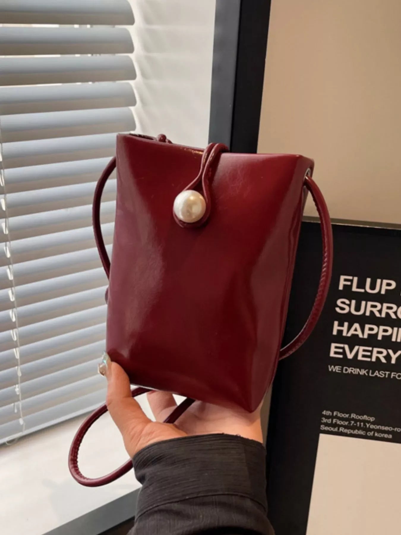 Pearl Decor Faux Leather Crossbody Bag Classic - Southern Shores Clothing
