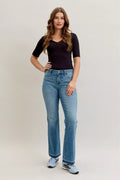 Plus Size Mid Rise Slim Bootcut Jeans With Tummy Control - Southern Shores Clothing