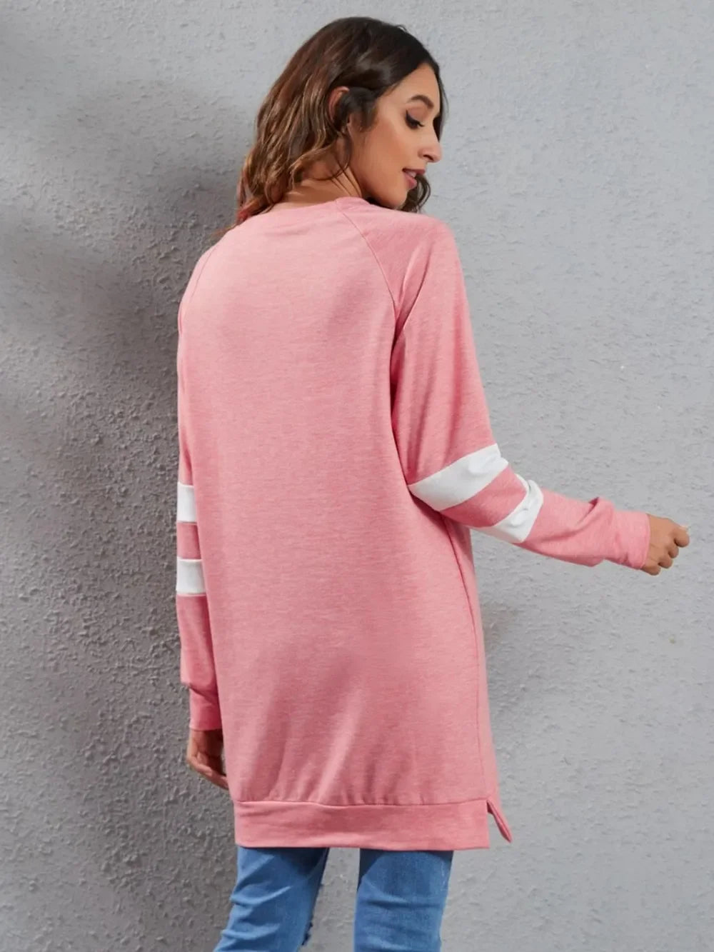 Full Size Striped Round Neck Long Sleeve T-Shirt - Southern Shores Clothing