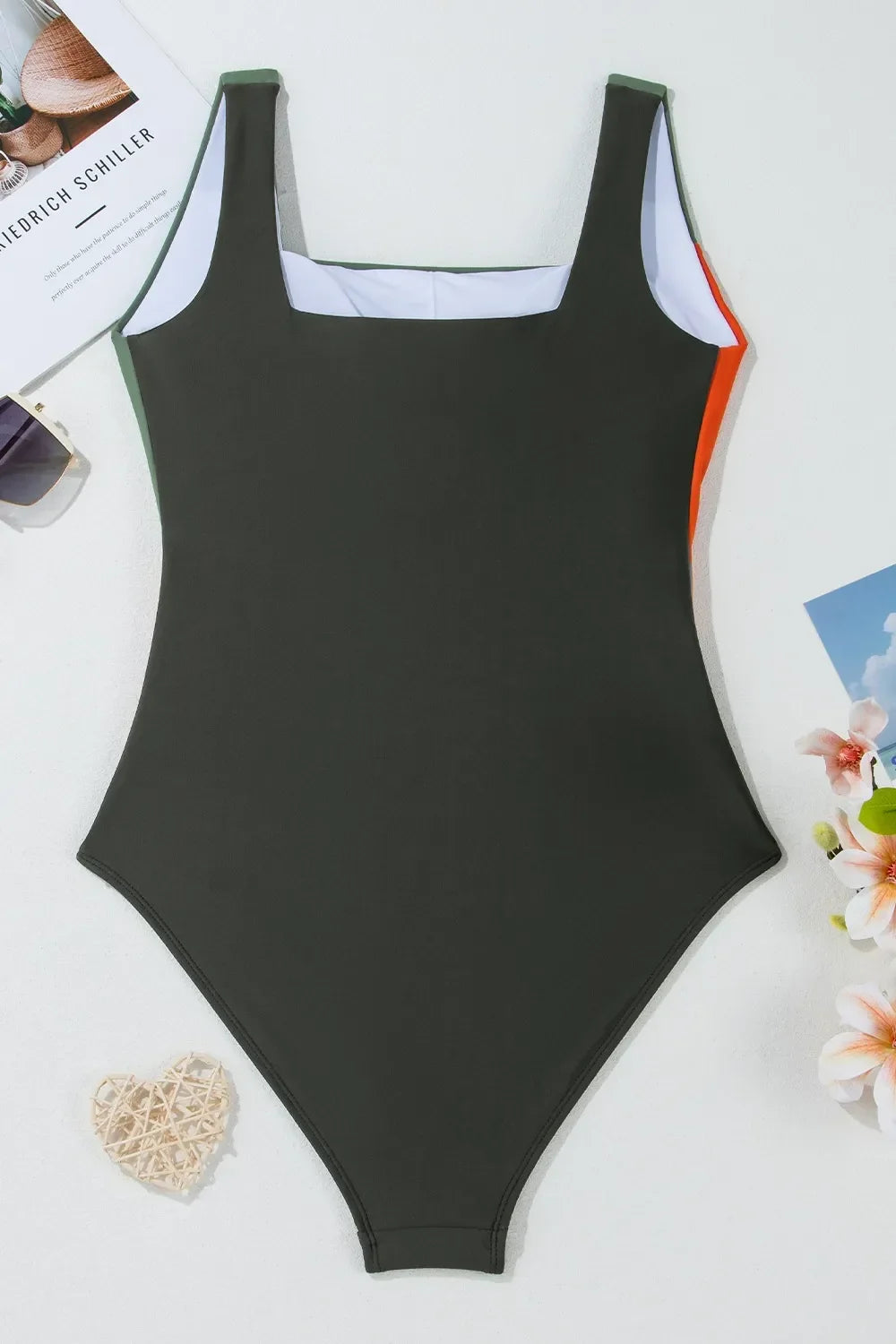 Removable Padding Square Neck One Piece Swimsuit - Southern Shores Clothing