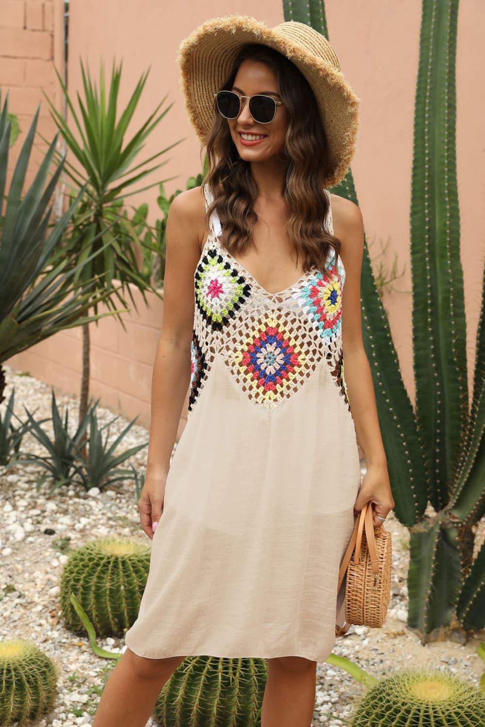 Openwork Sleeveless Embroidery Dress - Southern Shores Clothing