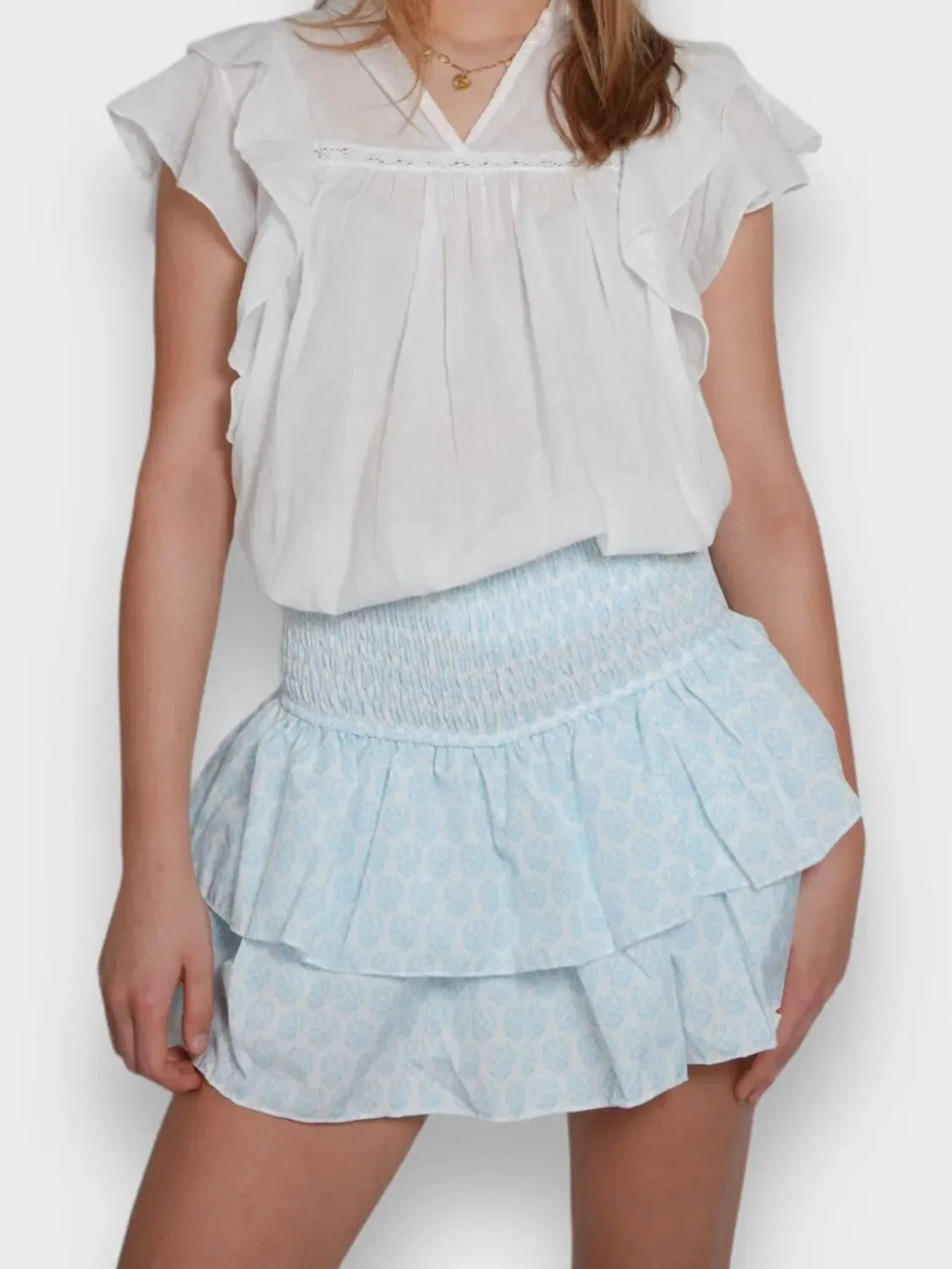 Smocked Wideband Waist Layered Mini Skirt - Southern Shores Clothing