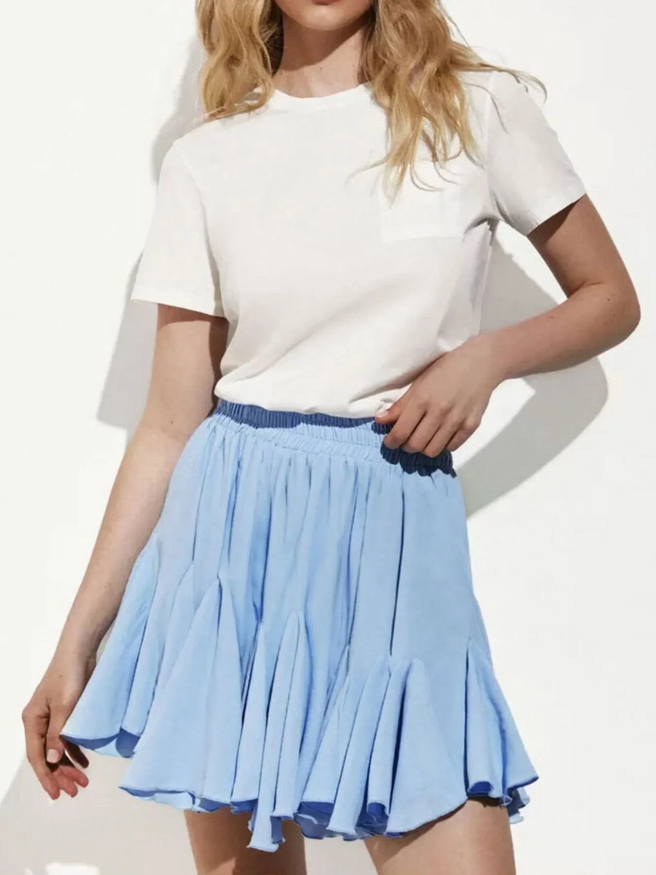 Elastic Waist Flowing Skirt With Ruffled Hem - Southern Shores Clothing