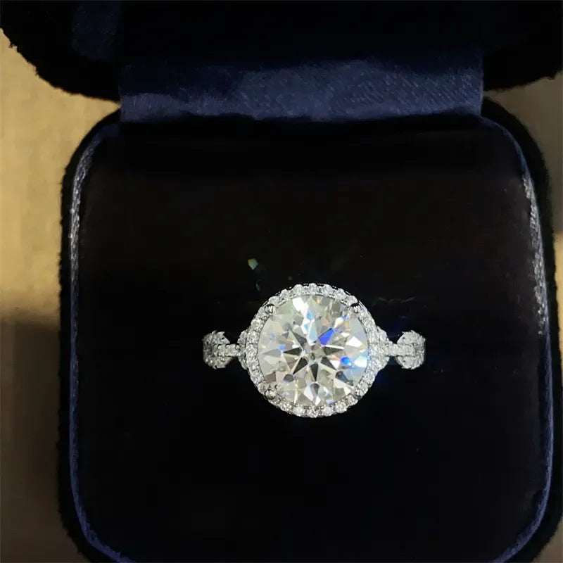 3 Carat Sterling Silver Moissanite Ring Halo Setting - Southern Shores Clothing