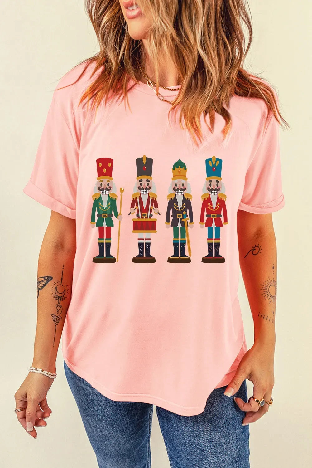Nutcracker Design Round Neck Short Sleeve Tee With Stretch - Southern Shores Clothing