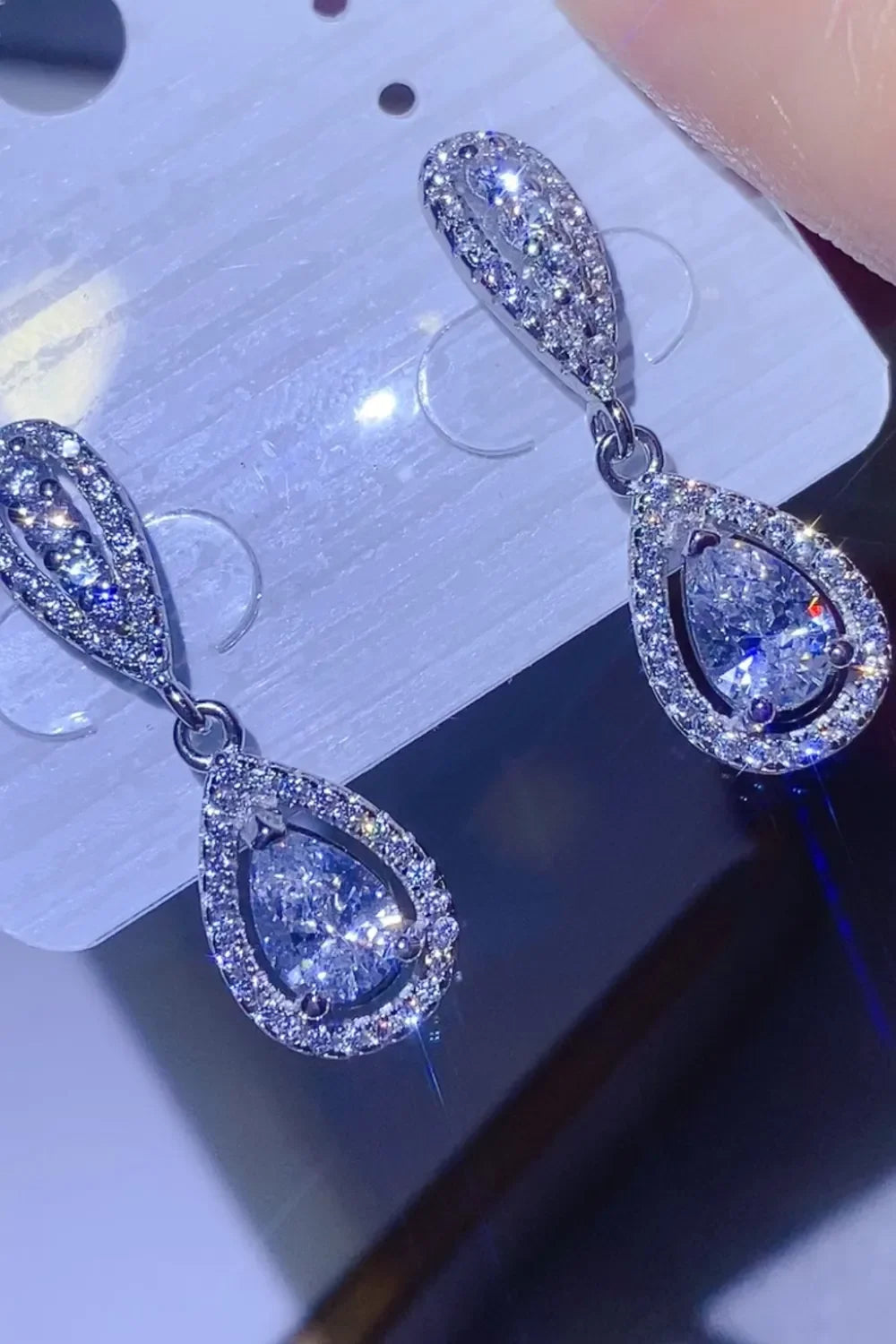 2 Carat Moissanite Teardrop Earrings Sterling Silver - Southern Shores Clothing