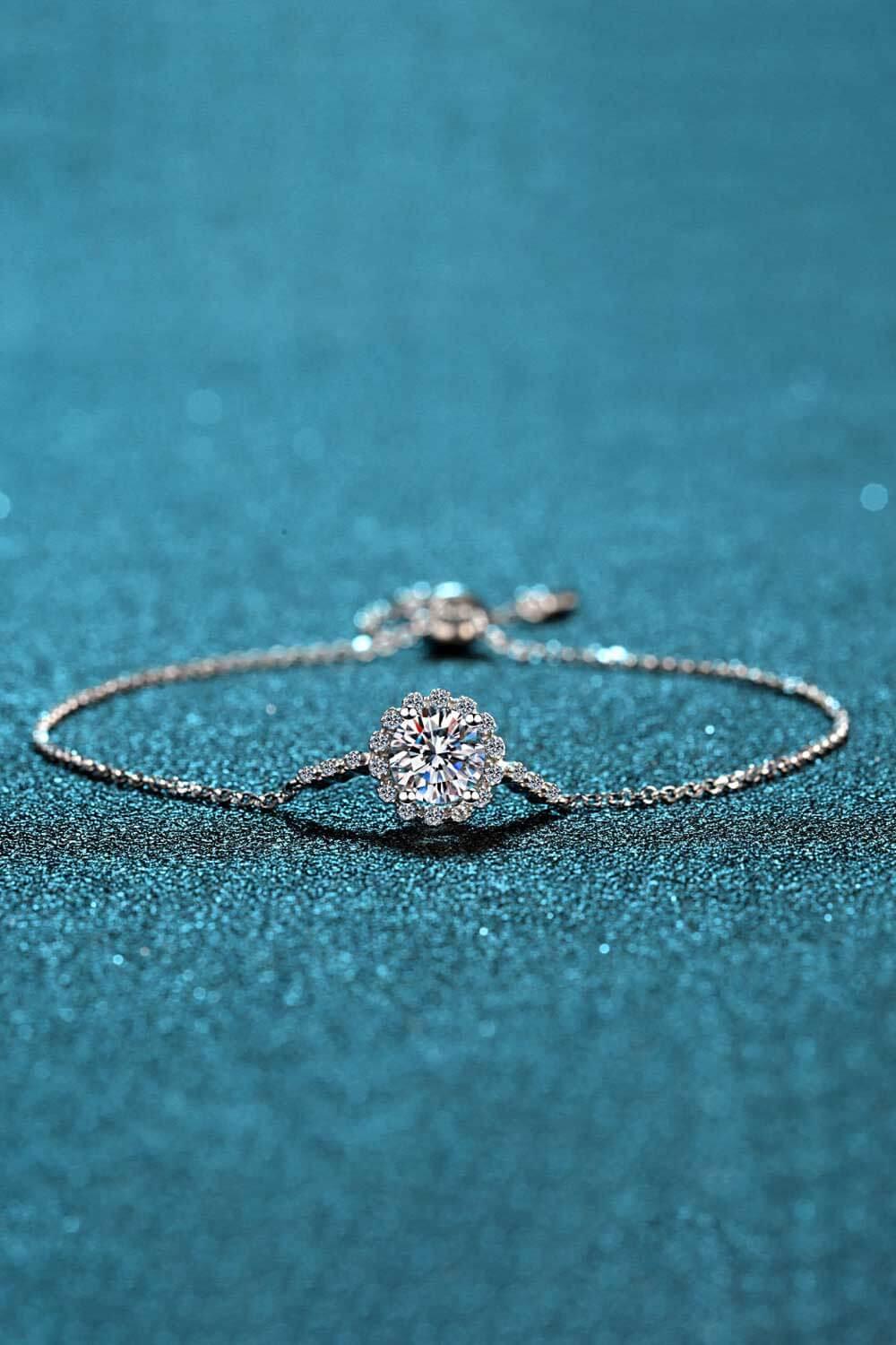 1 Carat Moissanite Sterling Silver Chain Bracelet - Southern Shores Clothing