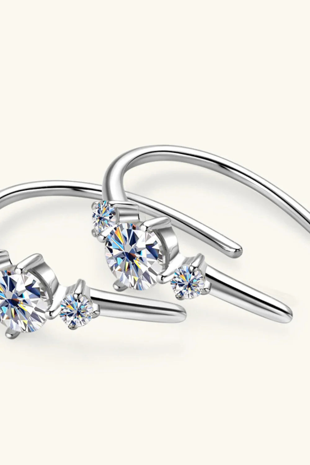 Moissanite Sterling Silver Platinum-Plated Earrings - Southern Shores Clothing