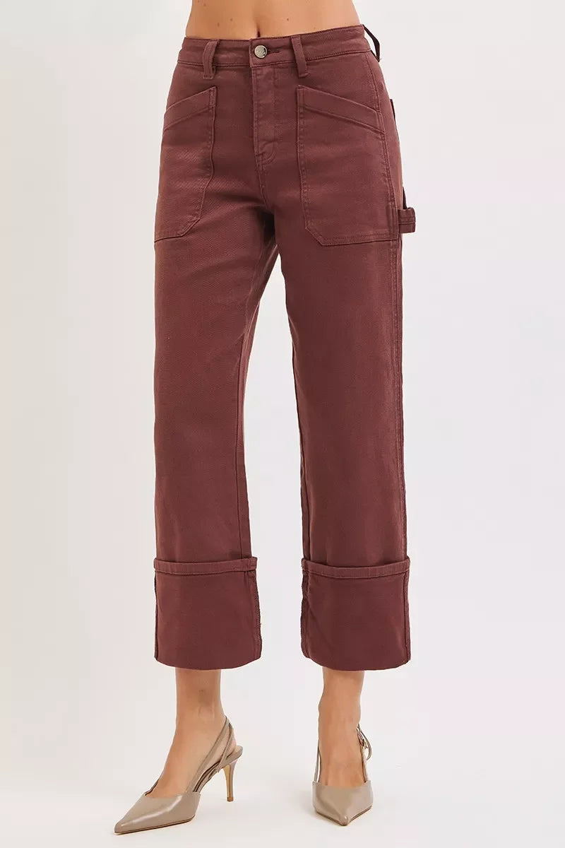 High Rise Patch Jeans Plus Size With Wide Straight Cuffed - Southern Shores Clothing