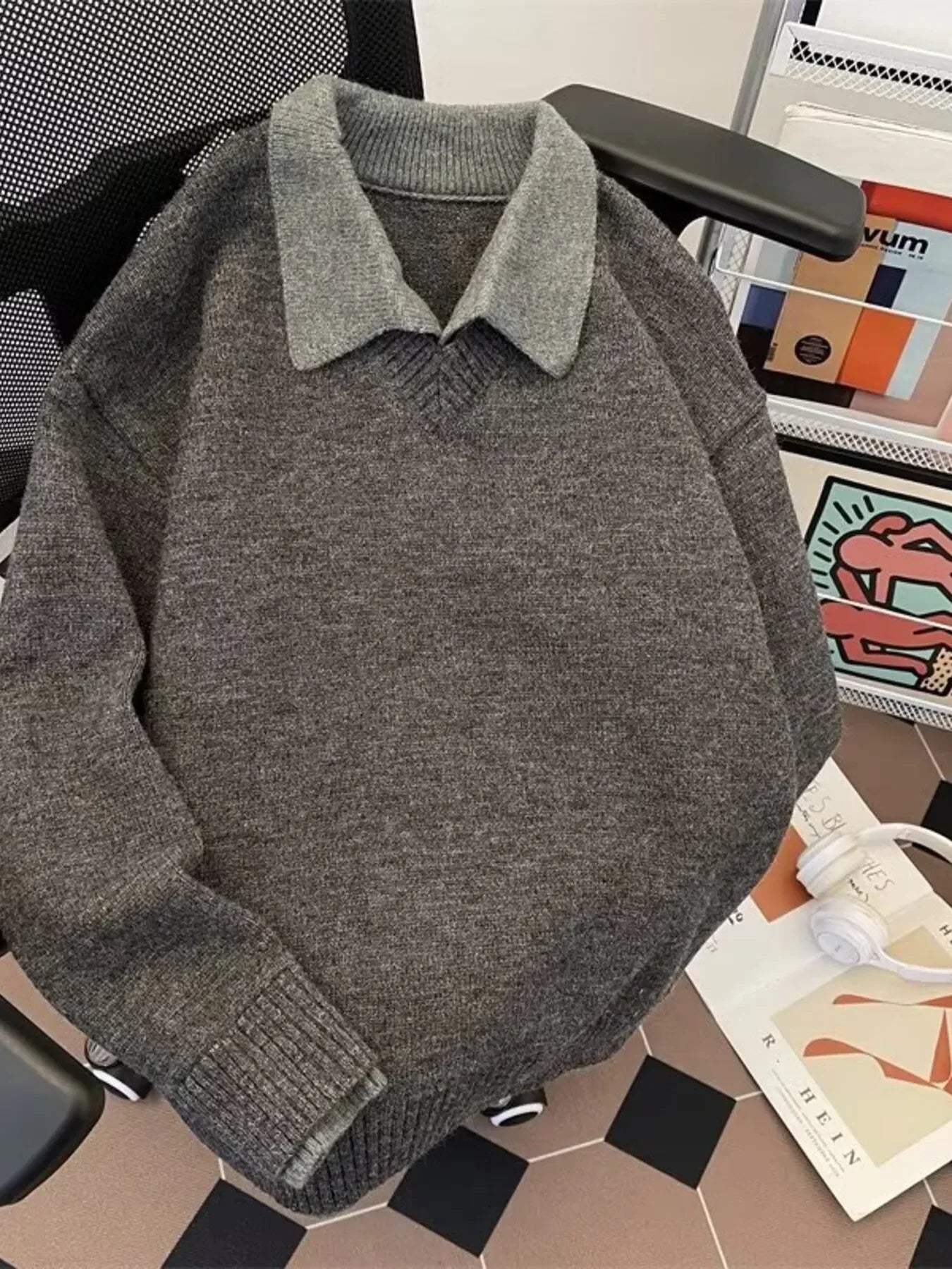 Coastal Stretch Ribbed Hem Long Sleeve Sweater