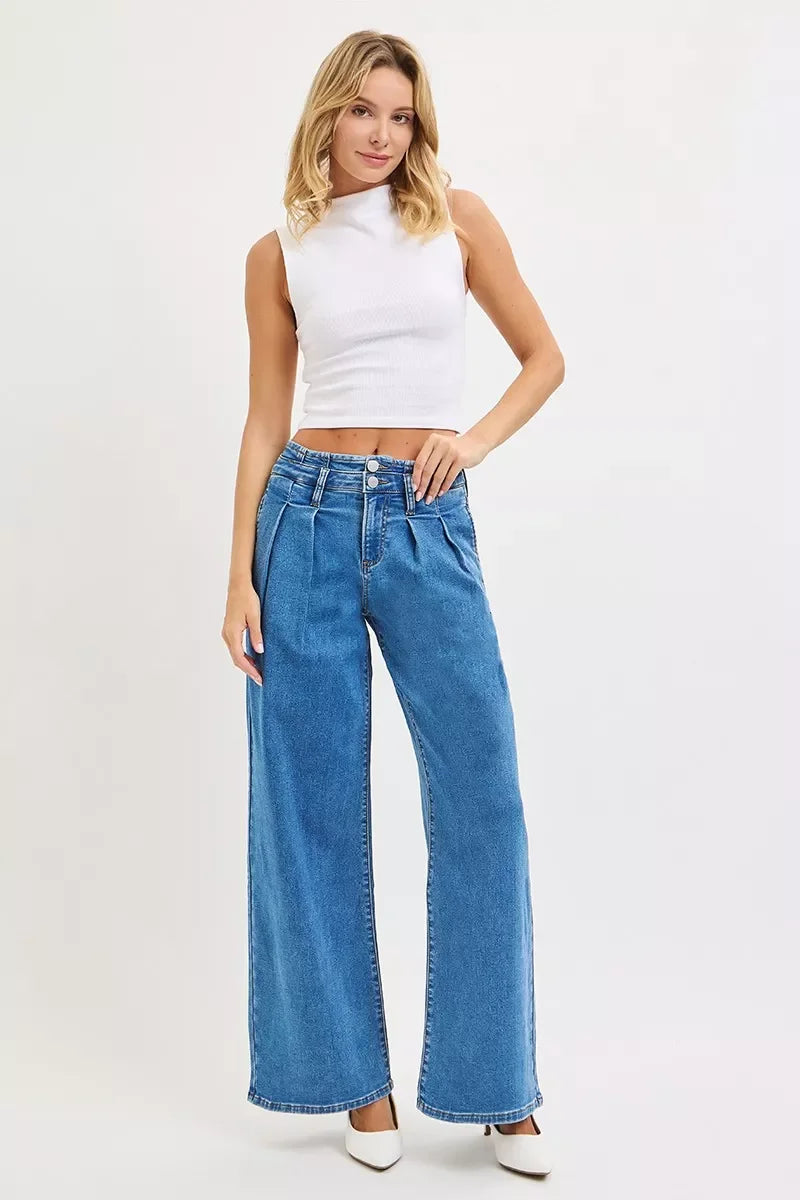 Plus Size Mid Rise Wide Leg Denim Jeans Classic - Southern Shores Clothing