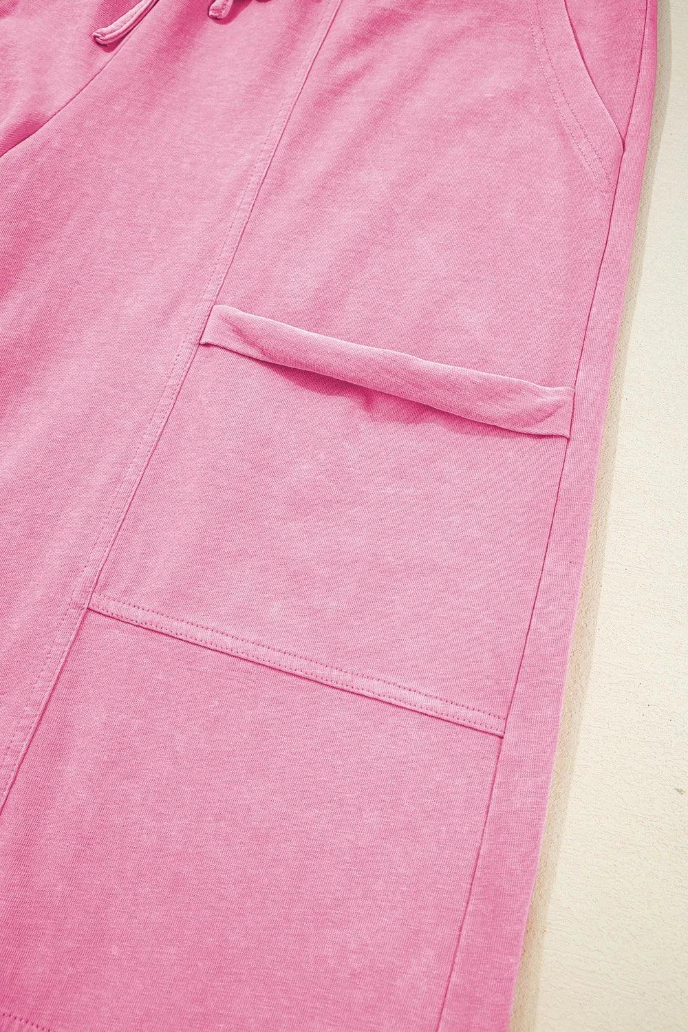 Mineral Wash High Waist Wide Leg Cotton Cargo Pants - Southern Shores Clothing
