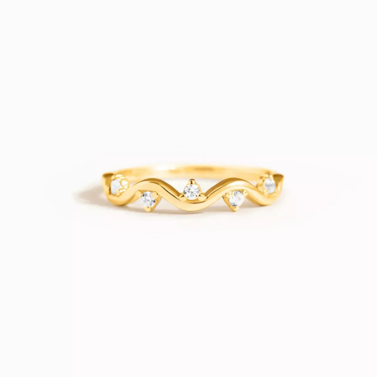 Zircon Wave Ring With Plated Accents In Sterling Silver - Southern Shores Clothing
