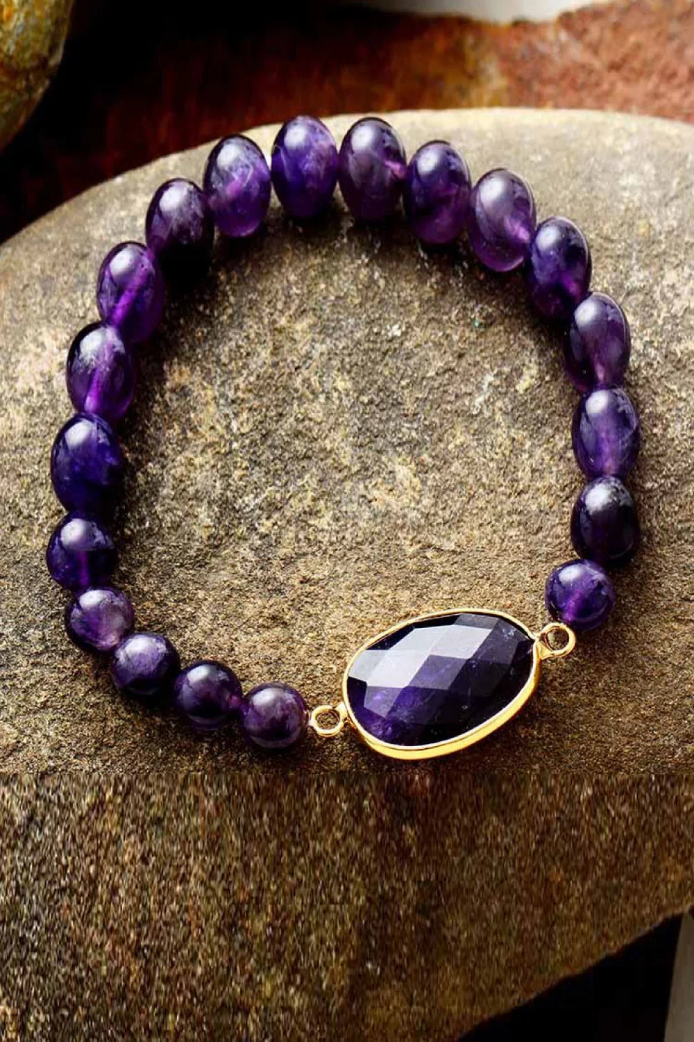 Handmade Amethyst Beaded Adjustable Bracelet