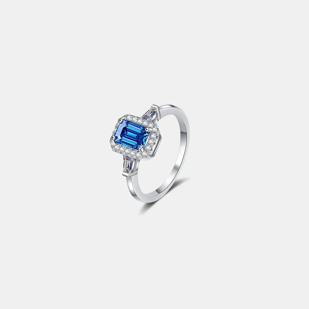 Timeless Solitaire Moissanite Ring In Sterling Silver Halo - Southern Shores Clothing