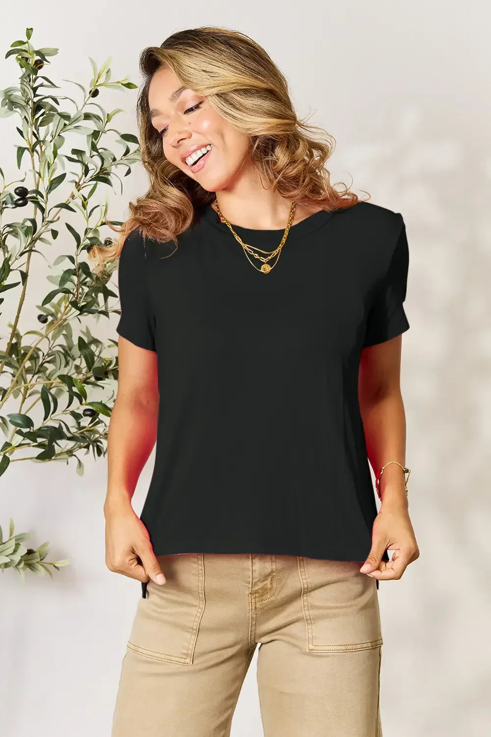 Plus Size Round Neck Short Sleeve T Shirt - Southern Shores Clothing