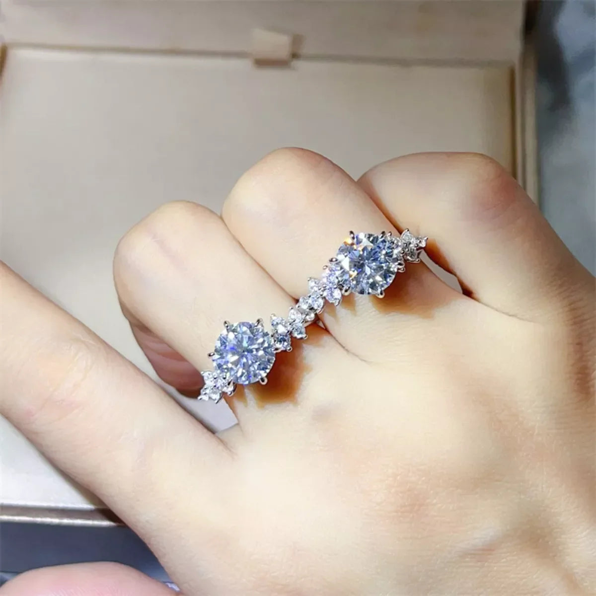 3 Carat Moissanite Ring In Platinum-Plated Sterling Silver - Southern Shores Clothing