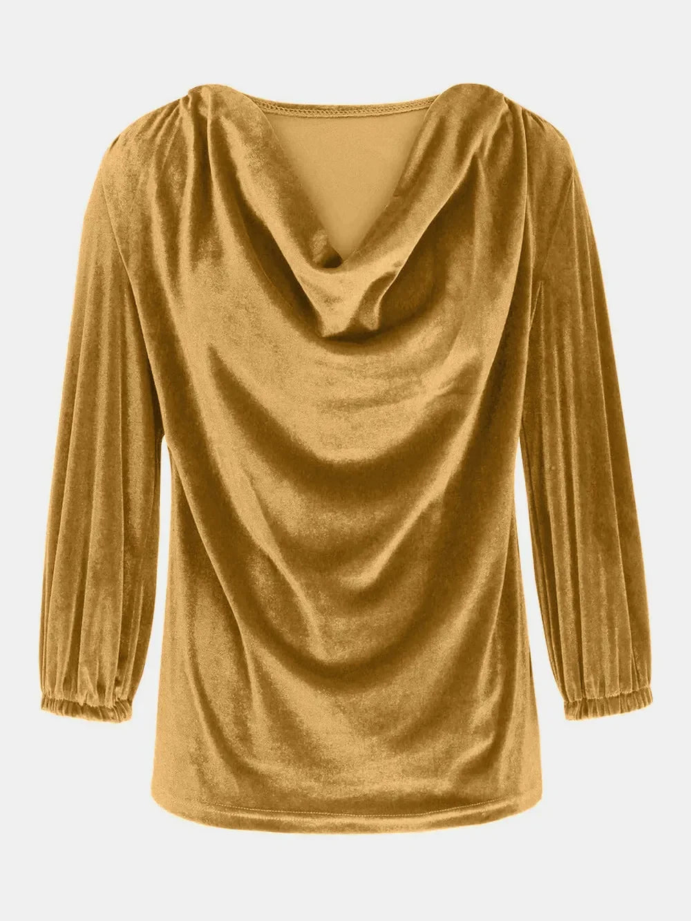 Stretchy Cowl Neck Three-Quarter Sleeve Top - Southern Shores Clothing