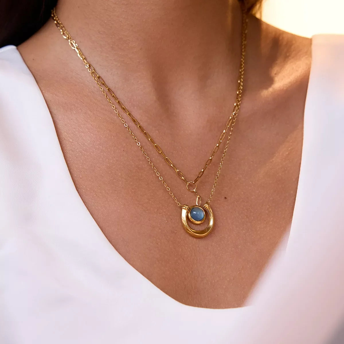 Two-Piece Pendant Necklace In 18K Gold-Plated Finish - Southern Shores Clothing