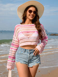 Openwork Boat Neck Cover Up With Dropped Shoulders - Southern Shores Clothing