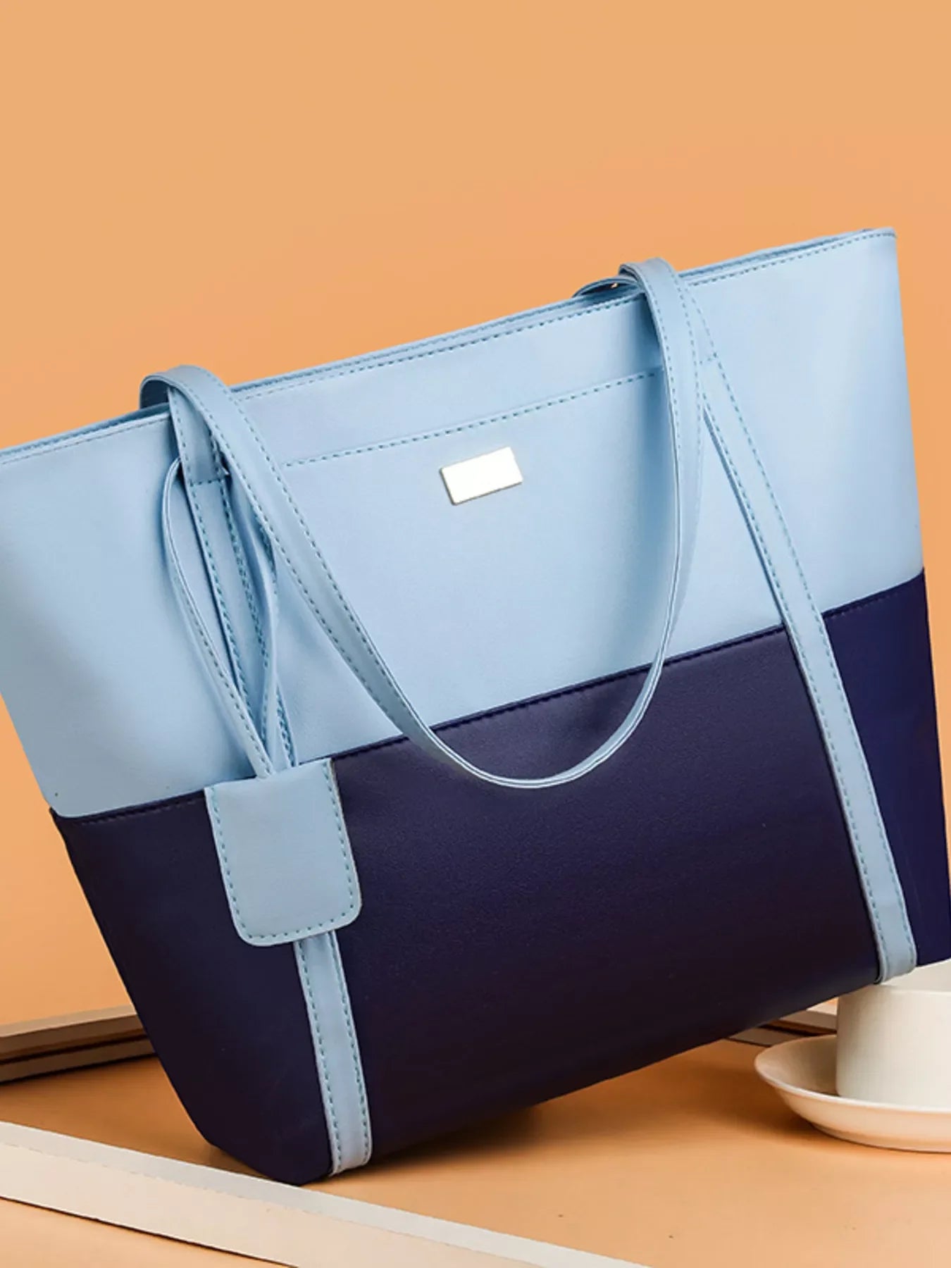 Two-Tone Tote Bag Shopping Carryall Casual Daily - Southern Shores Clothing