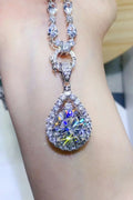 Platinum-Plated Moissanite Teardrop Pendant Necklace - Southern Shores Clothing