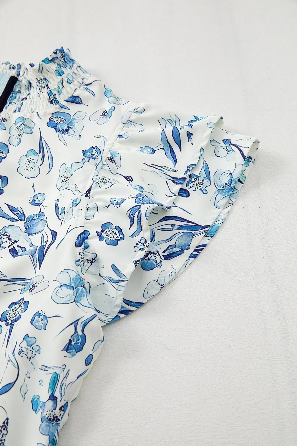 Floral Print Ruffled Short Sleeve Blouse - Southern Shores Clothing