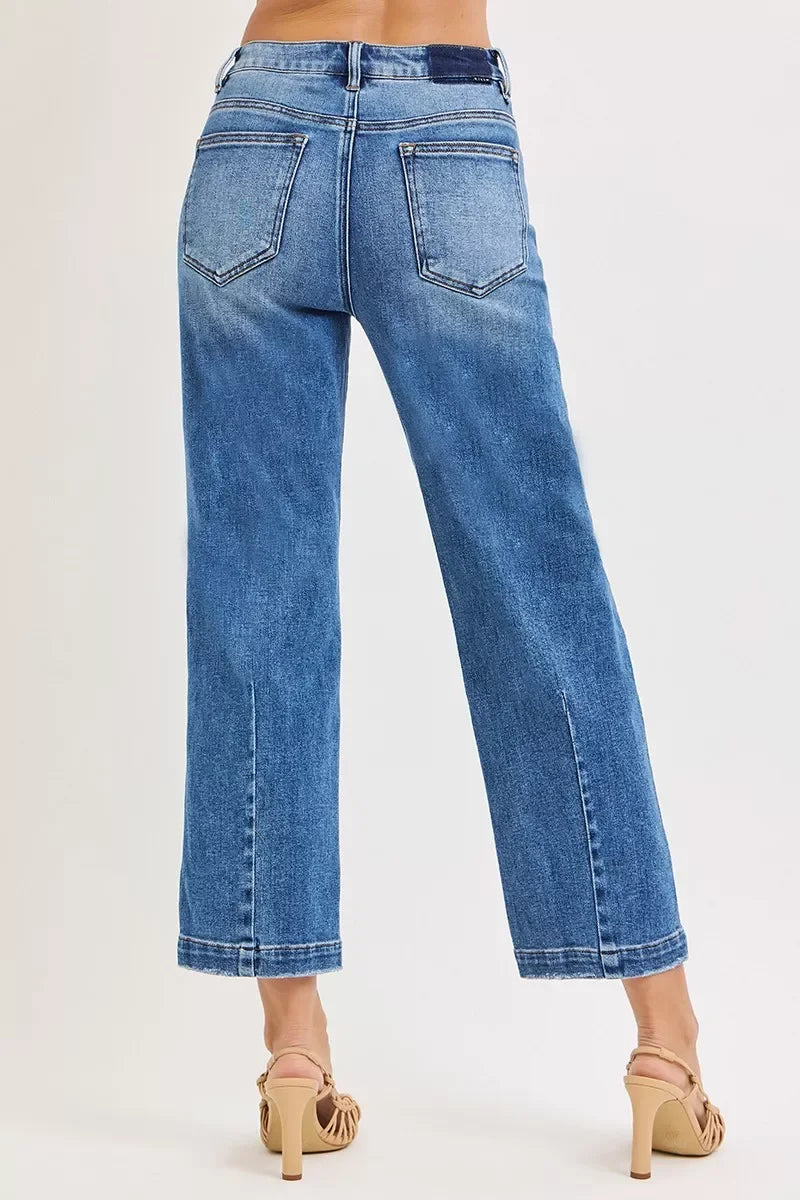 High Rise Crop Boyfriend Tapered Denim Jeans - Southern Shores Clothing