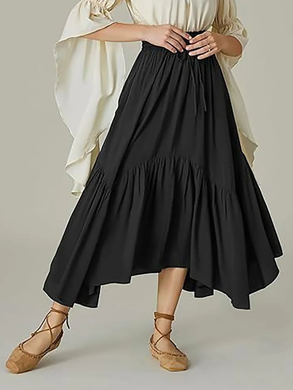 Women's Coastal Smocked Waist Ruched Layered Skirt