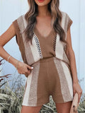 Openwork Two-Piece V-Neck Lightweight Sweater Set Layering - Southern Shores Clothing
