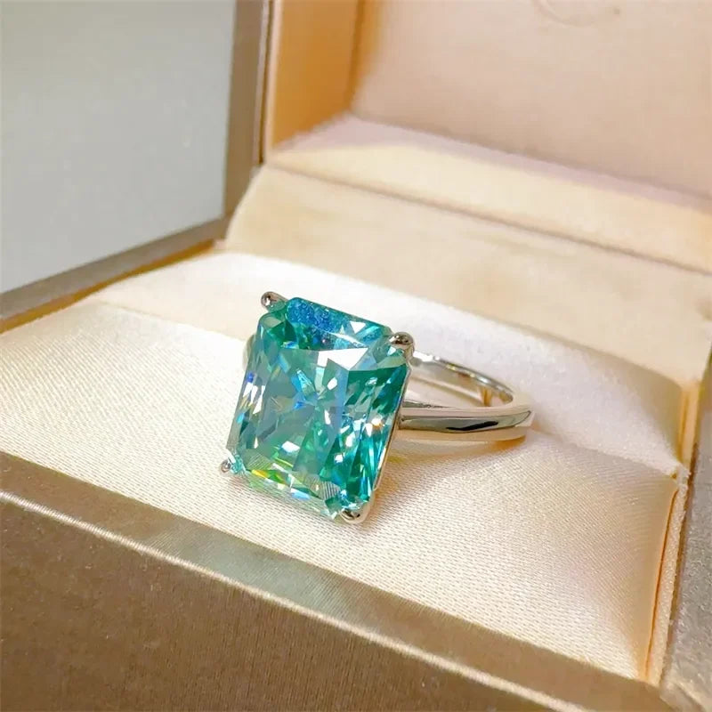 2 Carat Moissanite Rectangle Ring Sterling Silver - Southern Shores Clothing