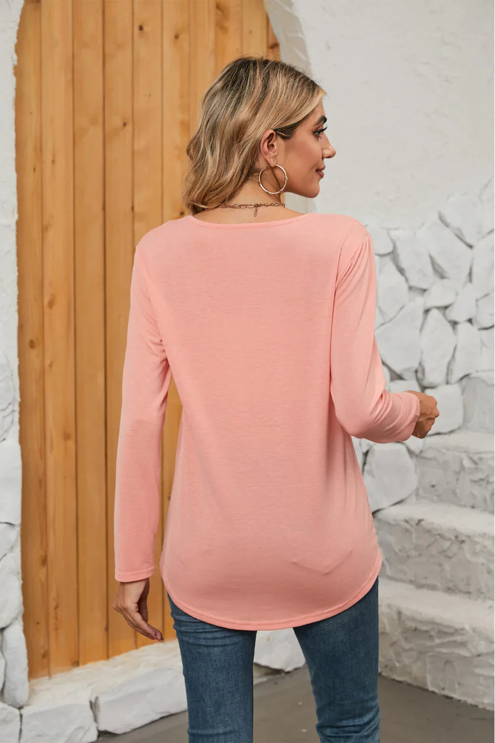 Square Neck Stretch Long Sleeve T Shirt Everyday - Southern Shores Clothing