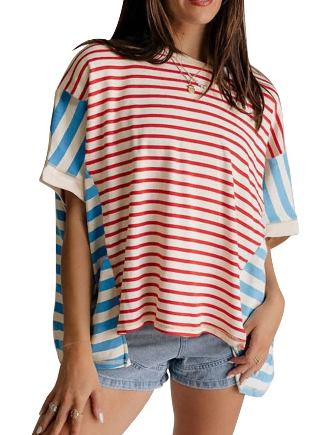Striped Oversized T Shirt With Relaxed Fit - Southern Shores Clothing