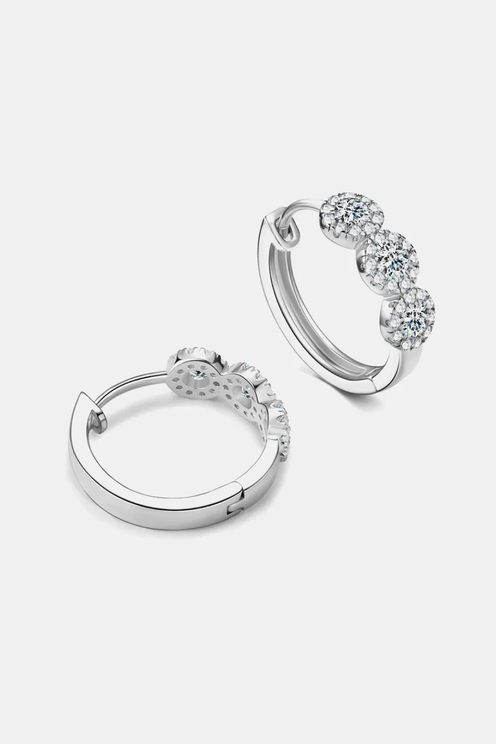Minimalist Moissanite Sterling Silver Huggie Earrings - Southern Shores Clothing