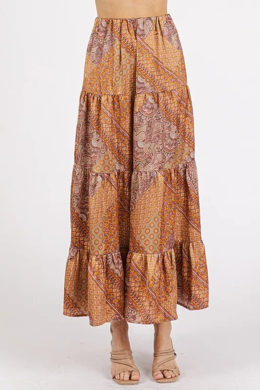 Beach Mittoshop Paisley Patchwork Satin Maxi Skirt