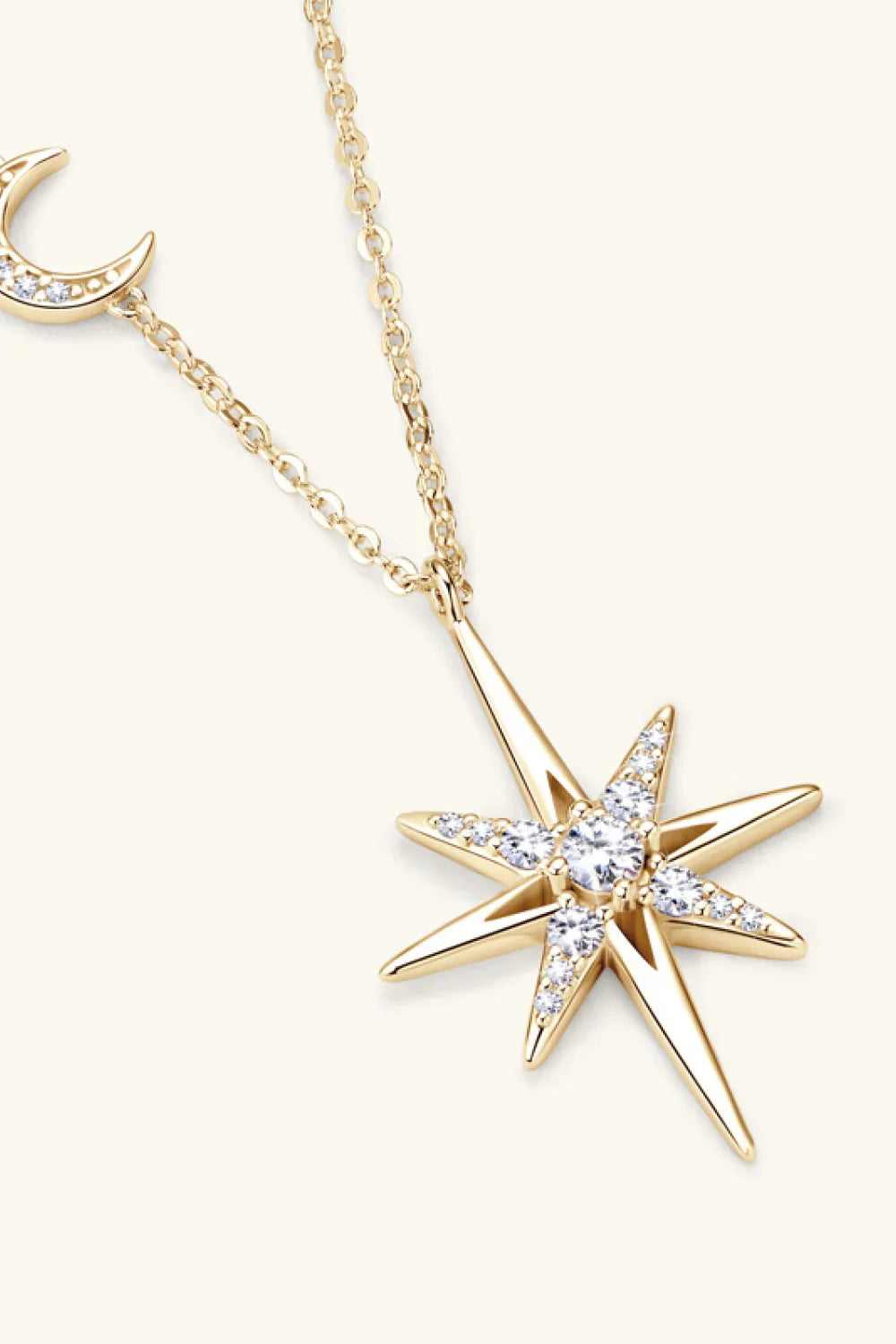 Platinum-Plated Moissanite Sterling Silver Star Moon Necklace