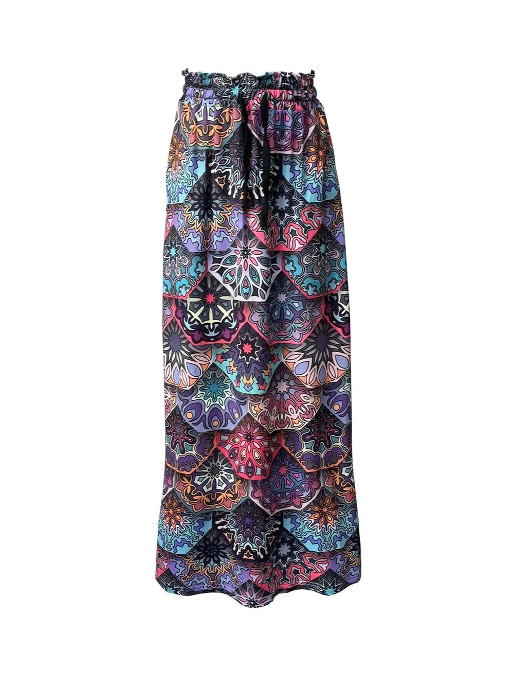 Printed Maxi Skirt With Pockets And Drawstring - Southern Shores Clothing