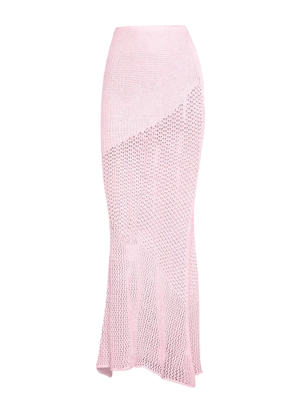 Crochet Tie Front Long Sleeve Top And Maxi Skirt Two Piece Set - Southern Shores Clothing