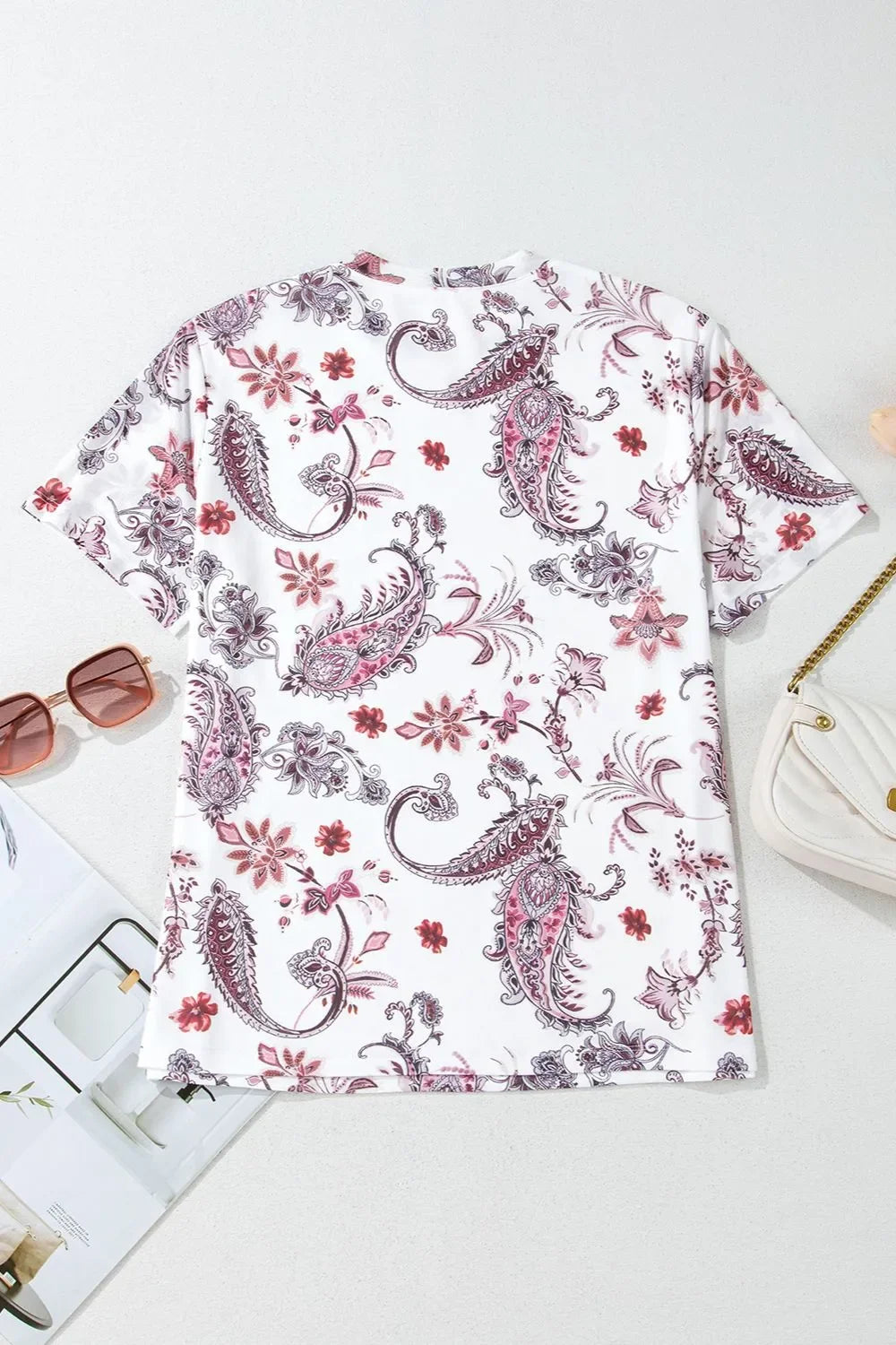 Paisley Mock Neck T Shirt With Stretchy Fit - Southern Shores Clothing