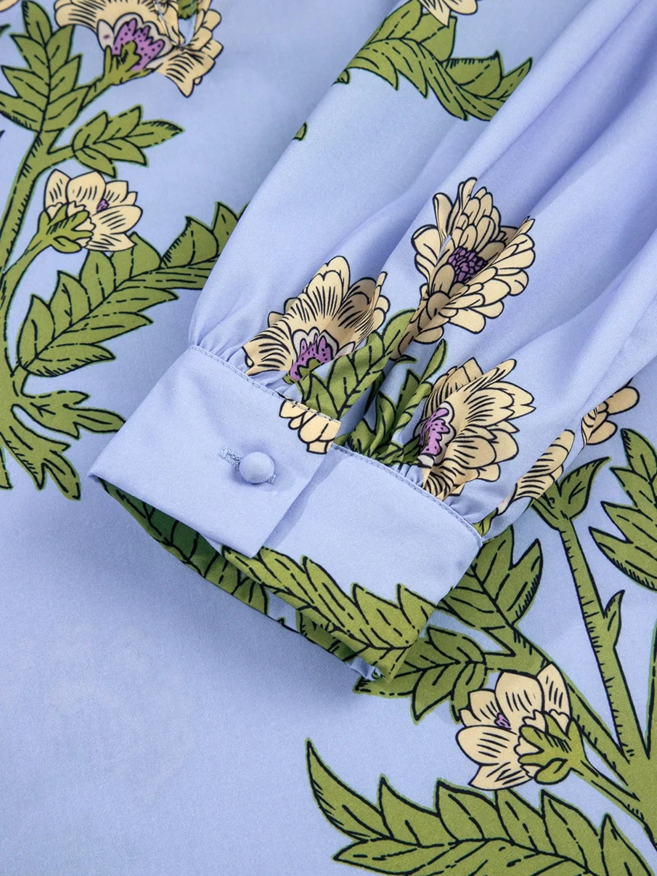 Floral Print Buttoned Long Sleeve Tie Neck Blouse - Southern Shores Clothing