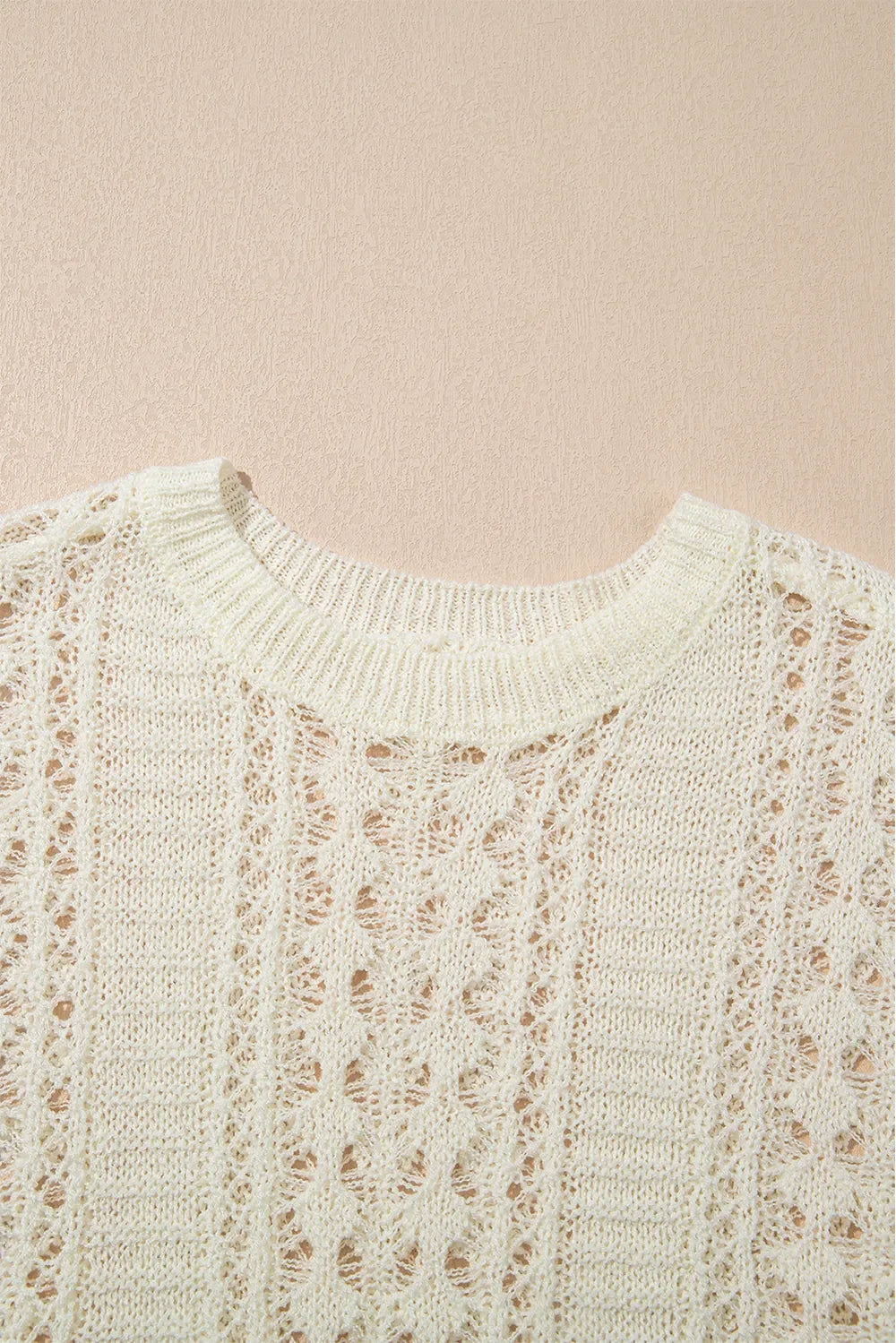 Hollow Out Drop Shoulder Sweater With Open Knit - Southern Shores Clothing