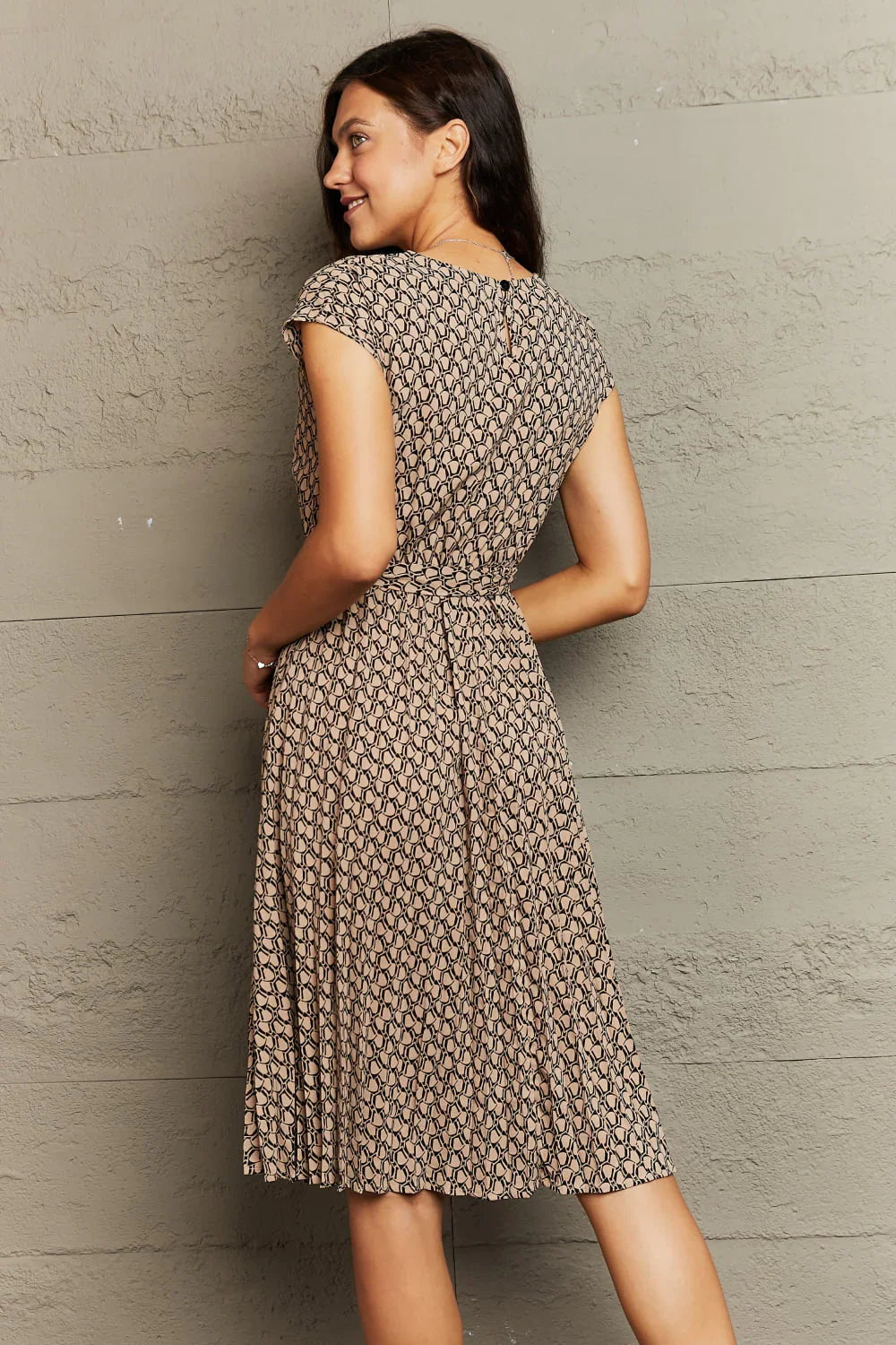 Perfee Round Neck Tie Waist Dress - Southern Shores Clothing
